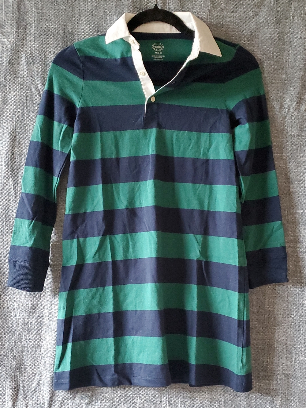 Girls' Green & Navy Striped Rugby Polo Shirt Dress